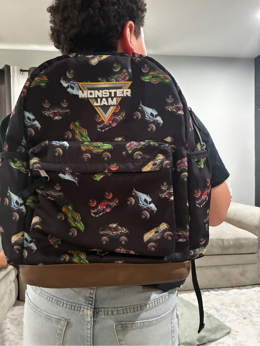 Black Monster Jam Print Backpack - Picture 2 of 6